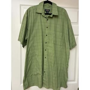 Canyon‎ Ridge Men's 2XLT Green Plaid Button Front Shirt Big Tall Short Sleeve